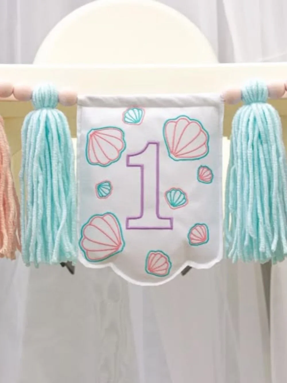 Under the Sea Mermaid 1st Birthday Party Decor High Chair Banner Crown LOT